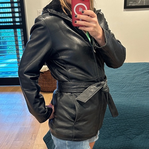 Wilsons Fur Lined Hooded Leather Jacket - Picture 2 of 10